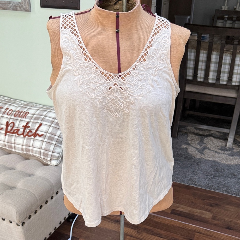Maurices Cream Lace Detail Tank Top
